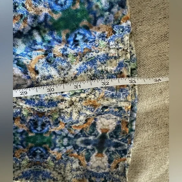 Boot Cut Velvet Patterned Pants in Blue Multi - Picture 6 of 9